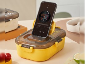 Lunchera con soporte para celular